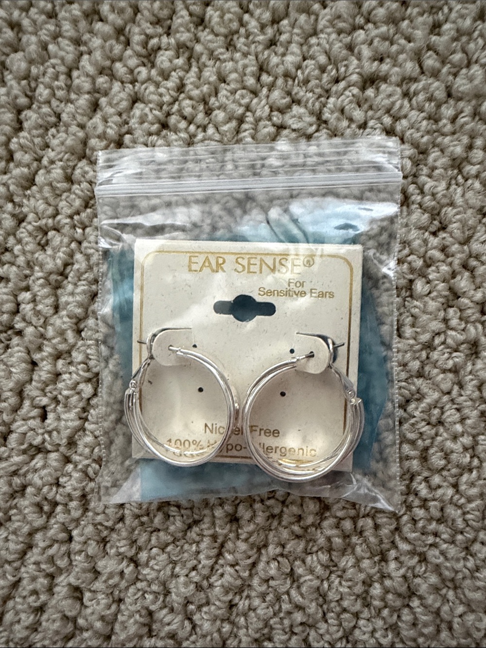NEW Ear Sense Silver Hoop Earrings Multilayer Interlocking Sensitive Ears NWT